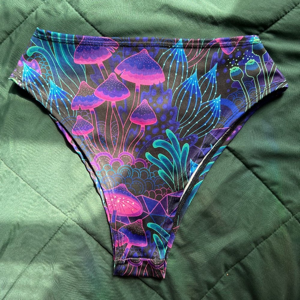 TheLYTECouture Dazed Mushroom High Cut High Waisted Rave Bottoms Festival Bottom